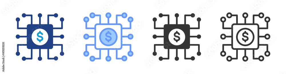 Poster ai financial icon set multiple style collection