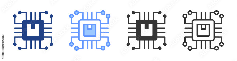 Poster ai manufacturing icon set multiple style collection