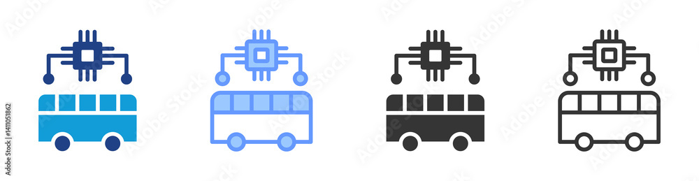Poster ai transportation icon set multiple style collection