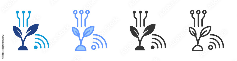 Poster ai agriculture icon set multiple style collection