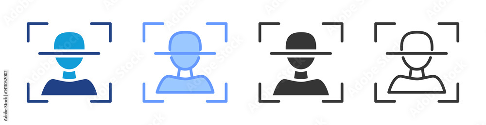 Poster Facial Recognition icon set multiple style collection