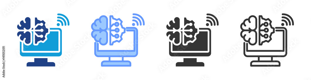 Poster Ai Software icon set multiple style collection