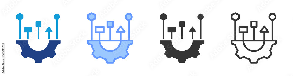 Poster ai adaptation icon set multiple style collection