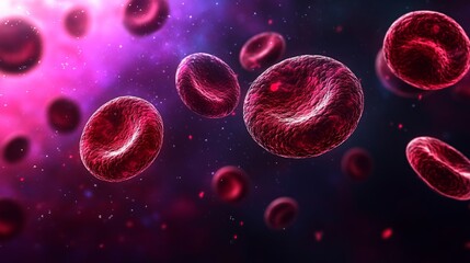 Naklejka premium 3D illustration of red blood cells flowing in a vein through a blood vessel in a capillary in microscopic view , scientific medical background showing erythrocytes in the human circulatory system