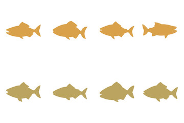 Piranha Fish Silhouette Icon Set. Animal Illustration Design