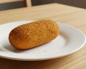 A classic Dutch snack, the croquette is a deep-fried roll filled with a savory ragout-style meat mixture.