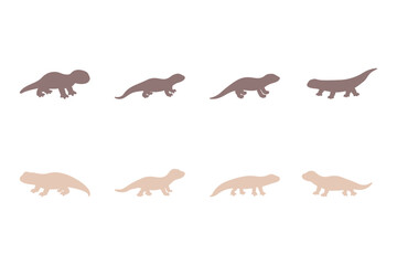 Salamander Silhouette Icon Set. Animal Illustration Design