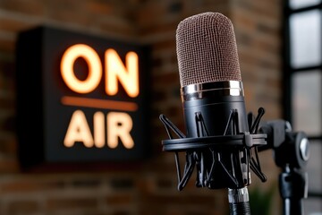 Streaming online - podcast dialogue, live transmission, blog narration, radio background, digital speech, on-air message, media platform, microphone audio, voice channel, broadcasting network.