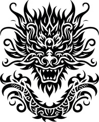 Tribal Tattoo Artwork of an Oriental Dragon’s Face