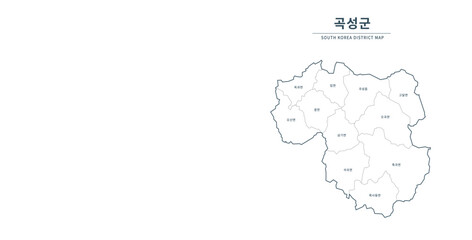 Gokseong-gun Map. Map of South Korea with Major Cities, Clean Line Design on White Background.