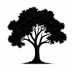 Silhouette of a Tree: Black and Nature-Inspired Art Design with Natural Beauty and Organic Foliage
