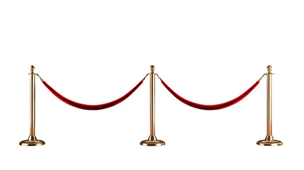 Red carpet event premiere vip entrance barrier gold stanchions isolated  isolated on transparent background	