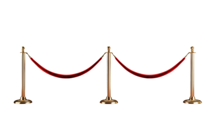 Red carpet event premiere vip entrance barrier gold stanchions isolated  isolated on transparent background	