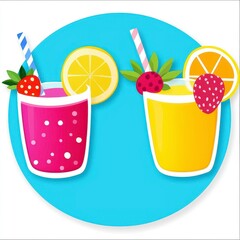 Refreshing Fruit Smoothies Summer Illustration