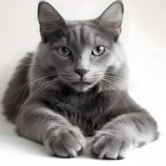 Majestic Gray Cat Portrait Studio Shot