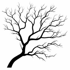 Obraz premium Minimalist Tree Silhouette. Organic Nature-Inspired Artwork Design with Intricate Branches - Tranquil Seasonal Vector Illustration