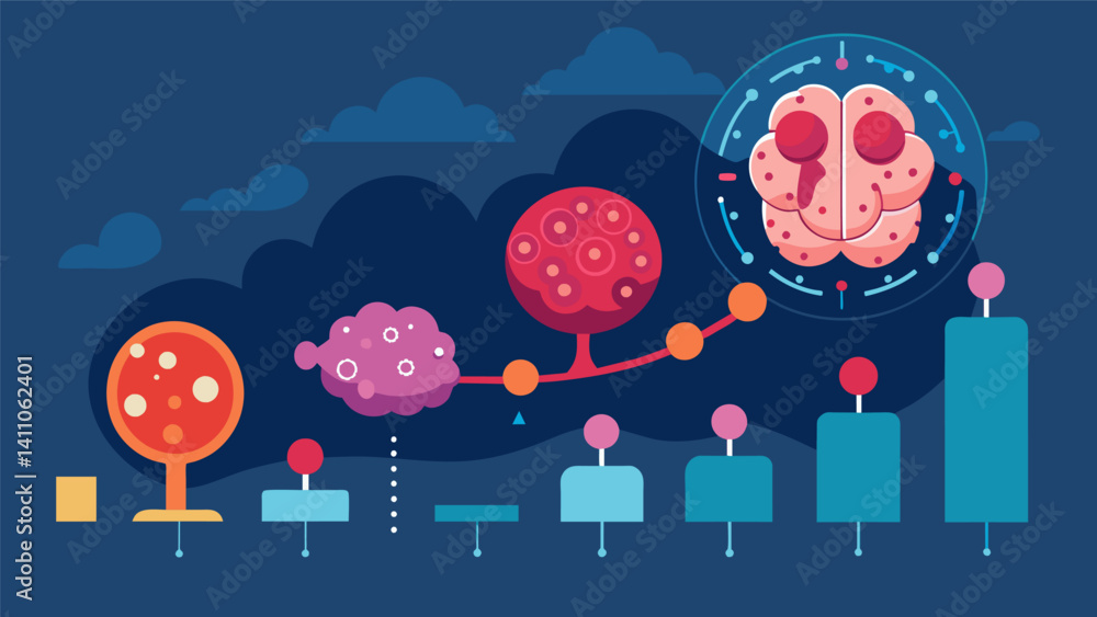 Poster a publication on cancer research includes a visual representation of tumor growth over time using ad