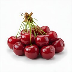 Red Cherry Bundle on White Background


