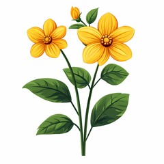 Fototapeta premium Floral Illustration of a Yellow Flower. Vibrant and Cheerful Botanical Design for Natural Garden Decor