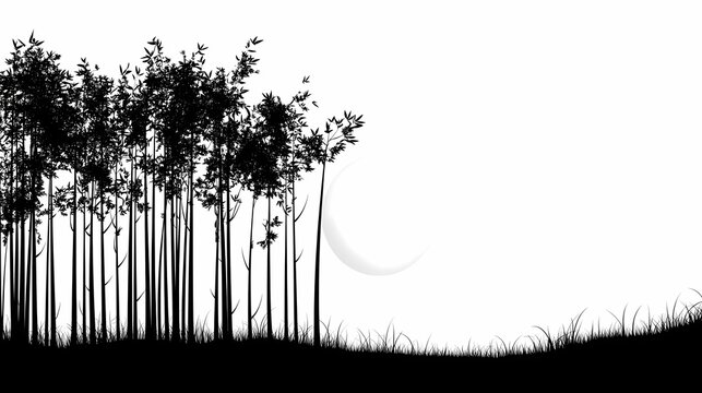 Silhouette Art in Nature. Tranquil Forest Night Sky