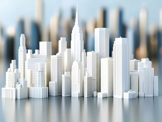 Modern Cityscape Minimalist Architectural Model White Buildings