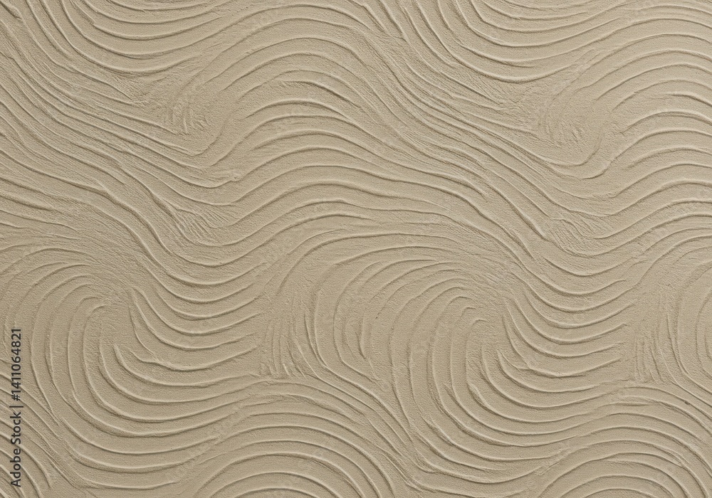 Poster close up of a beige textured wall with wavy lines creating a swirling abstract pattern design elemen