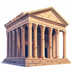 Obraz premium Classic Ancient Greek and Roman Architectural Temple Structure. Heritage, Columns, and Historical Landmark Design
