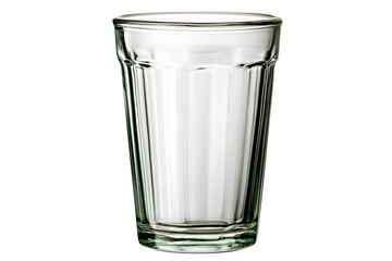Empty Ribbed Glass Tumbler on White Background