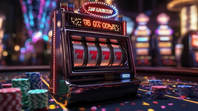 Casino slot machine jackpot in action