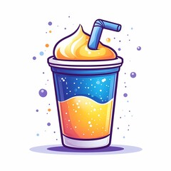 Unicorn Drink Digital Art. Whimsical Frozen Beverage Delight with Whipped Cream and Sparkles