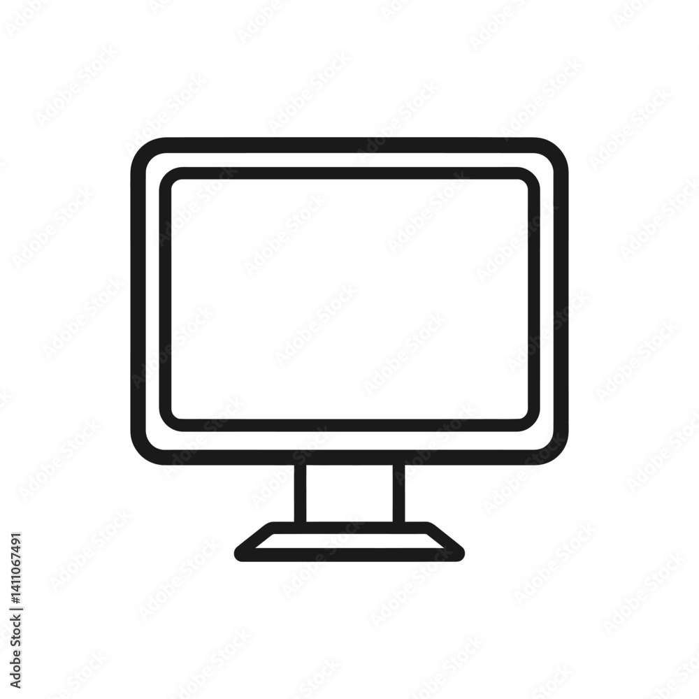 Poster computer monitor outline icon with transparent background, style display