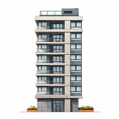 Modern Residential Skyscraper. High-Rise Urban Living Space with Contemporary Architecture and Stylish Facade
