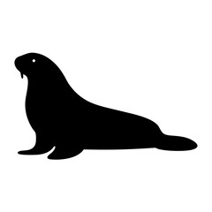 walrus animal black silhouette icon - designs for jungle animals walrus Safaris, wildlife, rainforest, vector on a white transparent.