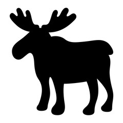 moose animal black silhouette icon - designs for jungle animals moose Safaris, wildlife, rainforest, vector on a white transparent.