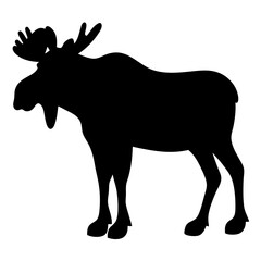 moose animal black silhouette icon - designs for jungle animals moose Safaris, wildlife, rainforest, vector on a white transparent.