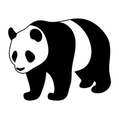 Fototapeta premium panda animal black silhouette icon - designs for jungle animals panda Safaris, wildlife, rainforest, vector on a white transparent.