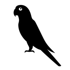 parrot animal black silhouette icon - designs for jungle animals parrot Safaris, wildlife, rainforest, vector on a white transparent.