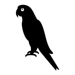 parrot animal black silhouette icon - designs for jungle animals parrot Safaris, wildlife, rainforest, vector on a white transparent.