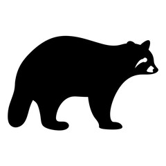 raccoon animal black silhouette icon - designs for jungle animals raccoon Safaris, wildlife, rainforest, vector on a white transparent.