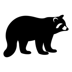 raccoon animal black silhouette icon - designs for jungle animals raccoon Safaris, wildlife, rainforest, vector on a white transparent.