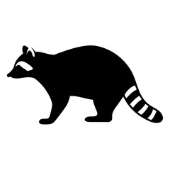 raccoon animal black silhouette icon - designs for jungle animals raccoon Safaris, wildlife, rainforest, vector on a white transparent.