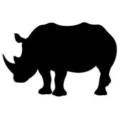 rhino animal black silhouette icon - designs for jungle animals rhino Safaris, wildlife, rainforest, vector on a white transparent.