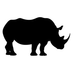 rhino animal black silhouette icon - designs for jungle animals rhino Safaris, wildlife, rainforest, vector on a white transparent.