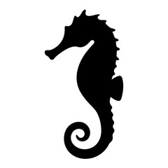 seahorse animal black silhouette icon - designs for jungle animals seahorse Safaris, wildlife, rainforest, vector on a white transparent.