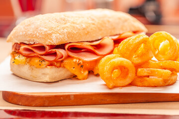 Toasty Ham & Cheese Melt with Spices - Served with Chunky Golden Fries