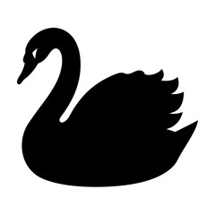 swan animal black silhouette icon - designs for jungle animals swan Safaris, wildlife, rainforest, vector on a white transparent.