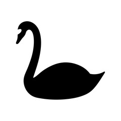 swan animal black silhouette icon - designs for jungle animals swan Safaris, wildlife, rainforest, vector on a white transparent.