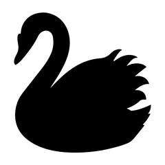 swan animal black silhouette icon - designs for jungle animals swan Safaris, wildlife, rainforest, vector on a white transparent.