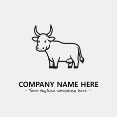 Cow illustration black and white for logo company vector image
