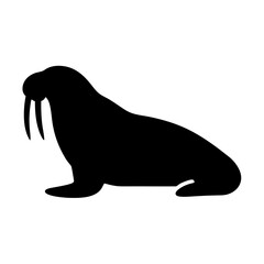 walrus animal black silhouette icon - designs for jungle animals walrus Safaris, wildlife, rainforest, vector on a white transparent.
